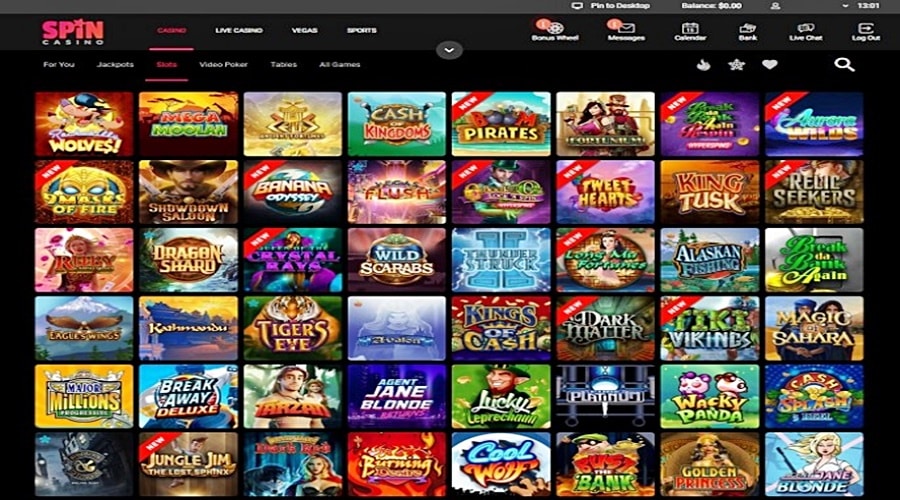 Spin Palace Casino - 60 ฟรีสปินไม่มีโบนัสเงินฝาก